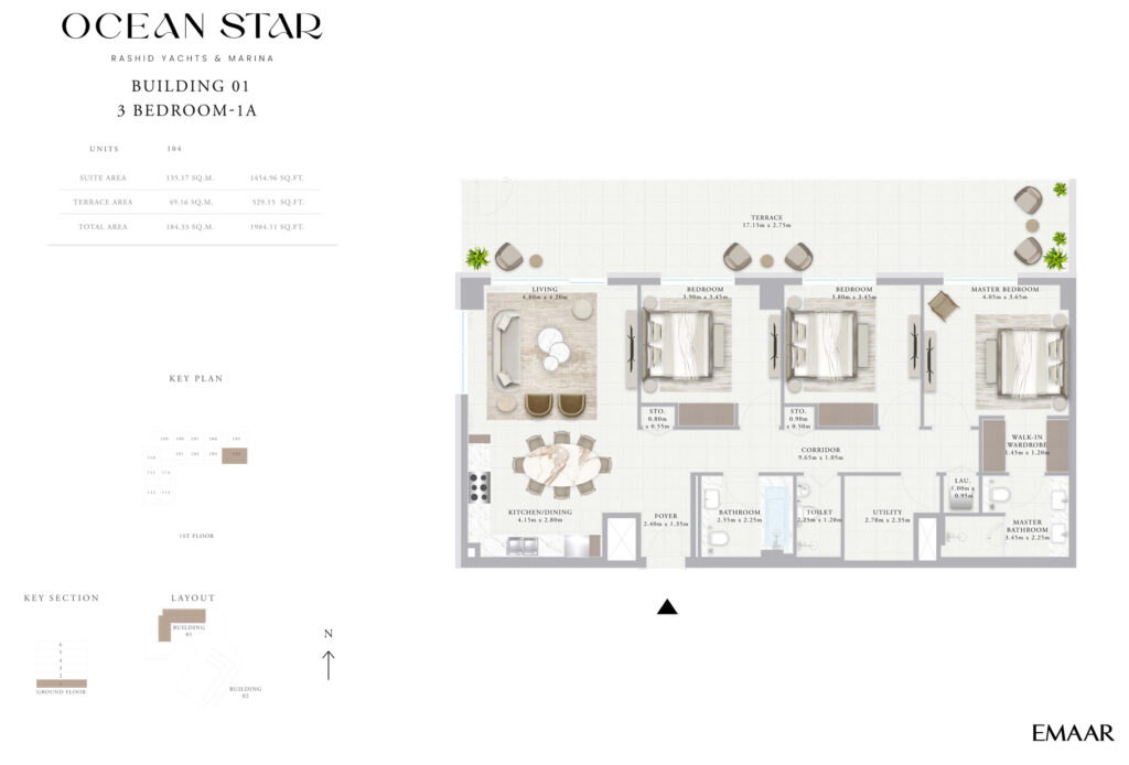 Ocean Star - Floor plan - 3 Bed